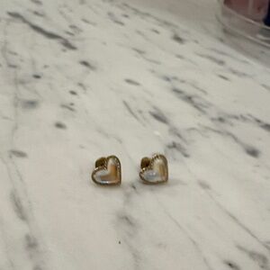 Gold and White Heart Kendra Scott earrings